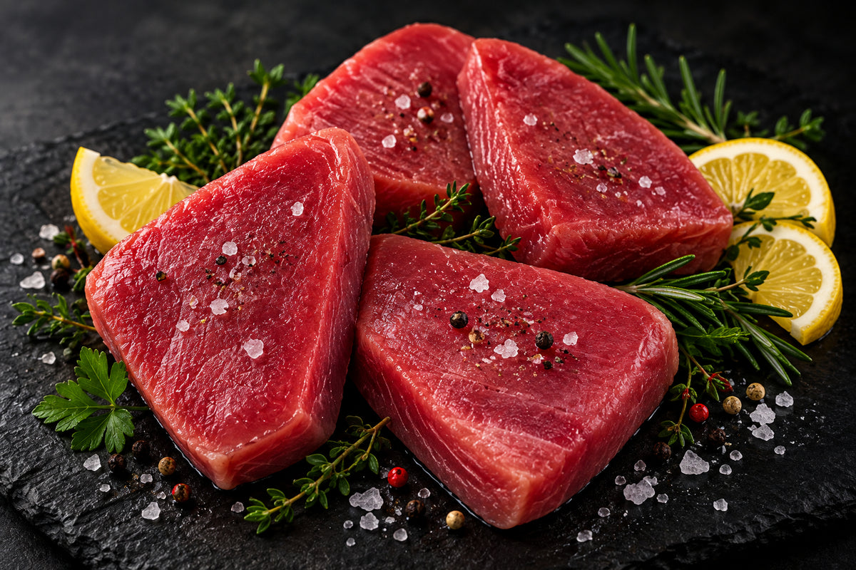 Frozen Tuna Steak 85-140g per piece, 3-5 pieces per pack of 500g (Bundles available)