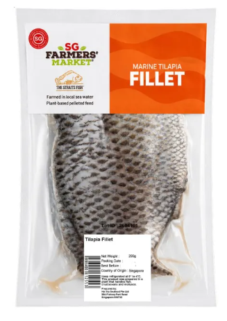 The Straits Fish ® Local Marine Fresh Tilapia Fillet Skin On 200g